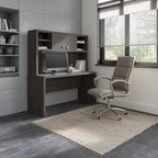 Pure White / Grey Sand / Charcoal Maple – 60W Credenza Desk with Hutch, Single-Person