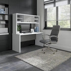 Pure White / Grey Sand / Charcoal Maple – 60W Credenza Desk with Hutch, Single-Person