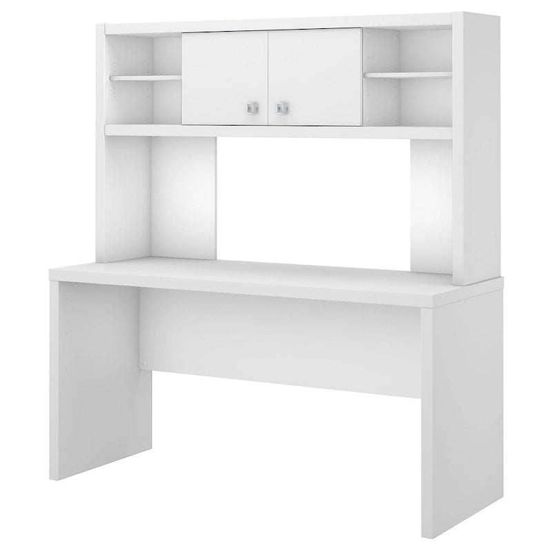 Pure White / Grey Sand / Charcoal Maple – 60W Credenza Desk with Hutch, Single-Person