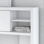 Pure White / Grey Sand / Charcoal Maple – 60W Credenza Desk with Hutch, Single-Person