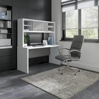 Pure White / Grey Sand / Charcoal Maple – 60W Credenza Desk with Hutch, Single-Person