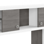 Pure White / Grey Sand / Charcoal Maple – 60W Credenza Desk with Hutch, Single-Person