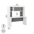 Pure White / Grey Sand / Charcoal Maple – 60W Credenza Desk with Hutch, Single-Person