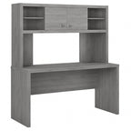 Pure White / Grey Sand / Charcoal Maple – 60W Credenza Desk with Hutch, Single-Person