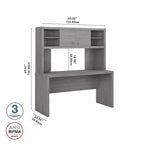 Pure White / Grey Sand / Charcoal Maple – 60W Credenza Desk with Hutch, Single-Person