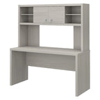 Pure White / Grey Sand / Charcoal Maple – 60W Credenza Desk with Hutch, Single-Person