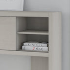 Pure White / Grey Sand / Charcoal Maple – 60W Credenza Desk with Hutch, Single-Person