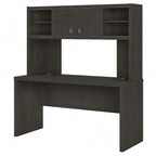 Pure White / Grey Sand / Charcoal Maple – 60W Credenza Desk with Hutch, Single-Person