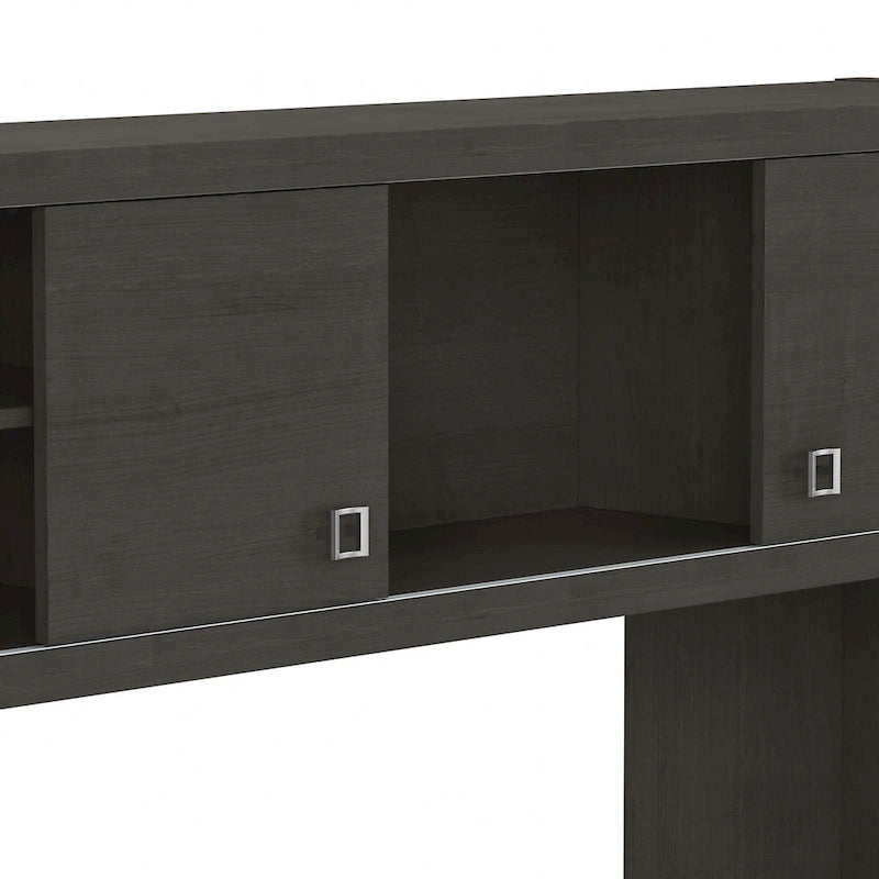 Pure White / Grey Sand / Charcoal Maple – 60W Credenza Desk with Hutch, Single-Person