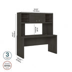 Pure White / Grey Sand / Charcoal Maple – 60W Credenza Desk with Hutch, Single-Person