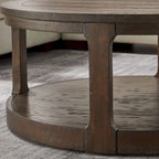 40 Modern 2-Tier Round Coffee Table with Wood Grain Top and 4 Wheels at the Bottom, Suitable for Living Room, Bedroom, Office