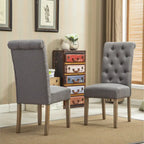 Modern Dining Table and Chairs Set Home Party Dining Table and Chairs Set with 6 Tufted Chairs and Turned Leg for Kitchen