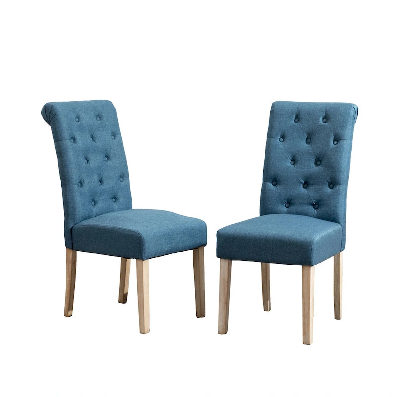 Modern Dining Table and Chairs Set Home Party Dining Table and Chairs Set with 6 Tufted Chairs and Turned Leg for Kitchen