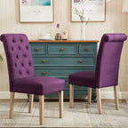 Modern Dining Table and Chairs Set Home Party Dining Table and Chairs Set with 6 Tufted Chairs and Turned Leg for Kitchen