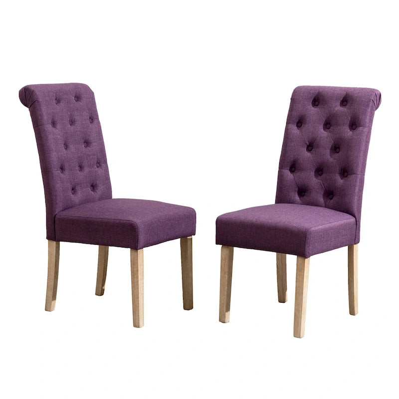 Modern Dining Table and Chairs Set Home Party Dining Table and Chairs Set with 6 Tufted Chairs and Turned Leg for Kitchen