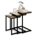 Grey 3-Piece Nesting C-Shaped Side Table Set, Stackable