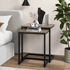 Grey 3-Piece Nesting C-Shaped Side Table Set, Stackable