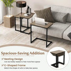Grey 3-Piece Nesting C-Shaped Side Table Set, Stackable
