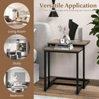 Grey 3-Piece Nesting C-Shaped Side Table Set, Stackable
