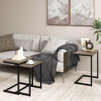 Grey 3-Piece Nesting C-Shaped Side Table Set, Stackable