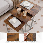 Grey 3-Piece Nesting C-Shaped Side Table Set, Stackable