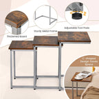 Grey 3-Piece Nesting C-Shaped Side Table Set, Stackable