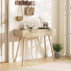 Natural Rattan Console Table with Drawer – Boho Style, 1-Person Use