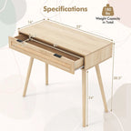 Natural Rattan Console Table with Drawer – Boho Style, 1-Person Use