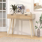 Natural Rattan Console Table with Drawer – Boho Style, 1-Person Use