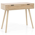 Natural Rattan Console Table with Drawer – Boho Style, 1-Person Use