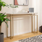 White & Gold Faux Marble Top Console Table, 47"