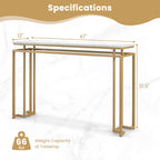 White & Gold Faux Marble Top Console Table, 47"