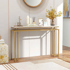 White & Gold Faux Marble Top Console Table, 47"