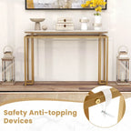 White & Gold Faux Marble Top Console Table, 47"