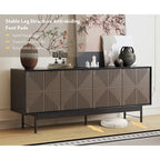 Brown & Black Mid-Century TV Stand with Doors, Fits TVs up to 75"