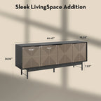 Brown & Black Mid-Century TV Stand with Doors, Fits TVs up to 75"