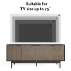 Brown & Black Mid-Century TV Stand with Doors, Fits TVs up to 75"