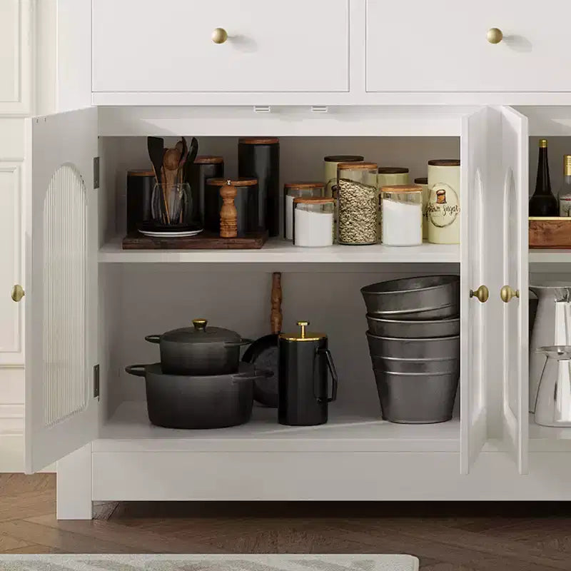 Credenza contenitore stretta da 55 pollici con 3 cassetti e 4 ante per cucina, sala da pranzo e soggiorno