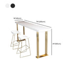 Table de bar rectangulaire de luxe en bois, avec piètement traîneau doré, pour salle à manger