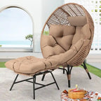 Fauteuil œuf d’intérieur FINCATI, fauteuil œuf d’extérieur supportant 440 lb, fauteuil œuf grand format avec pouf, fauteuil œuf luxueux et confortable avec repose-pieds