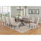 Beste Quality Furniture rustieke uitschuifbare grijze eetkamerset, 9-delig