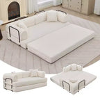 Canapé-lit convertible 4-en-1, matelas de sol pliant en velours côtelé sans cadre de 79 avec coussin, causeuse sans montage pour petit appartement