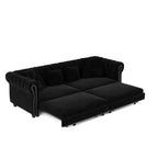 Whisen Schlafsofa aus Samt, 3-in-1, King Size, ausziehbar und umwandelbar, mit beweglichem Ottomanen, gestepptes Design