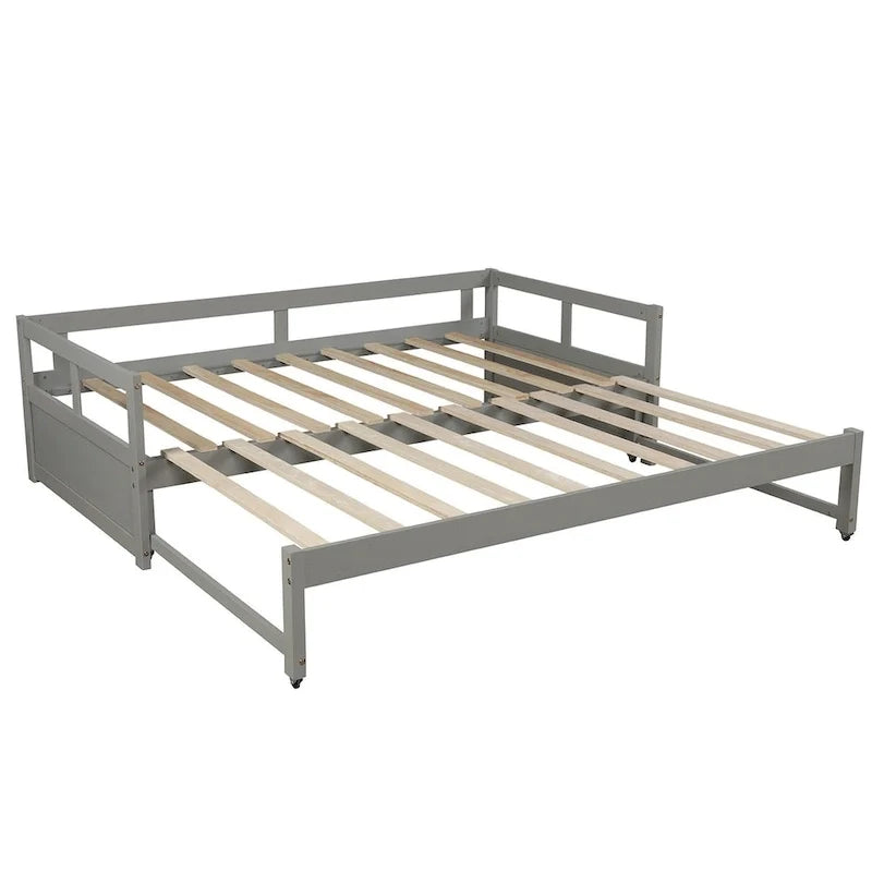 Uitschuifbaar ligbed met onderschuifbed, houten ligbed met onderschuifbed