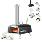 Multifuel-Pizzaofen für draußen, Pizzabäcker für Steinofenpizza mit Gasbrenner und Holzbox - 12 inch