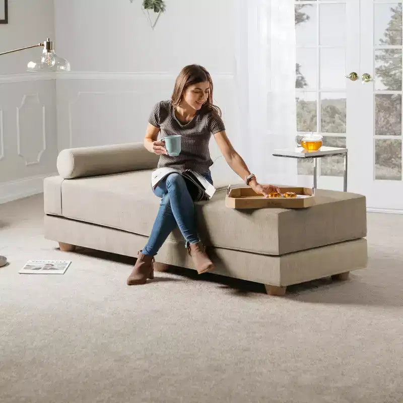 Tagesbett / ausziehbares Schlafsofa in Queen-Size - Microvelvet