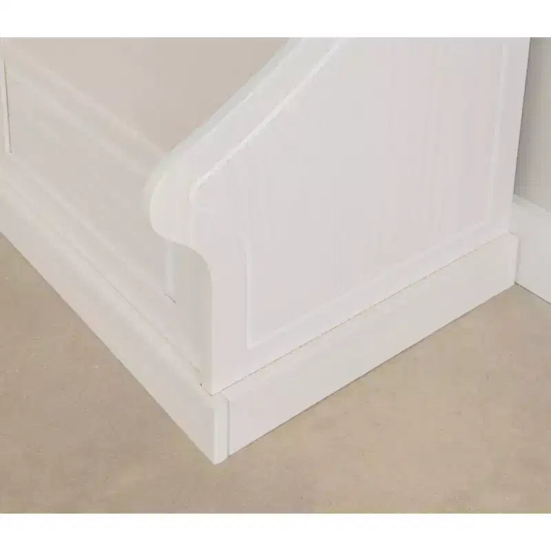 Banc d’angle petit-déjeuner Tobin traditionnel en bois massif, sans dossier, avec rangement et coussin blanc - Linon