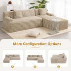 Modułowa sofa narożna Cloud, nowoczesna tapicerowana kanapa z 2 poduszkami dekoracyjnymi, dowolnie konfigurowana, w kształcie litery L