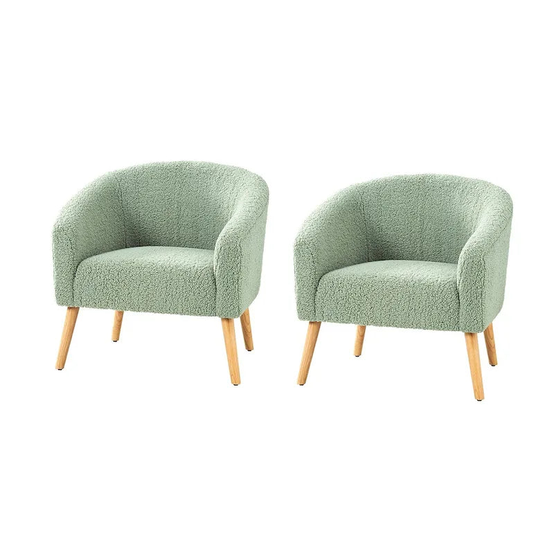 Sheila moderner Bouclé-Sessel, 30 W, mit Massivholzbeinen, 2er-Set von HULALA HOME
