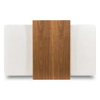 Pouf Jarmo Poly & Bark avec tablette en noyer réglable - cuir italien véritable pleine fleur